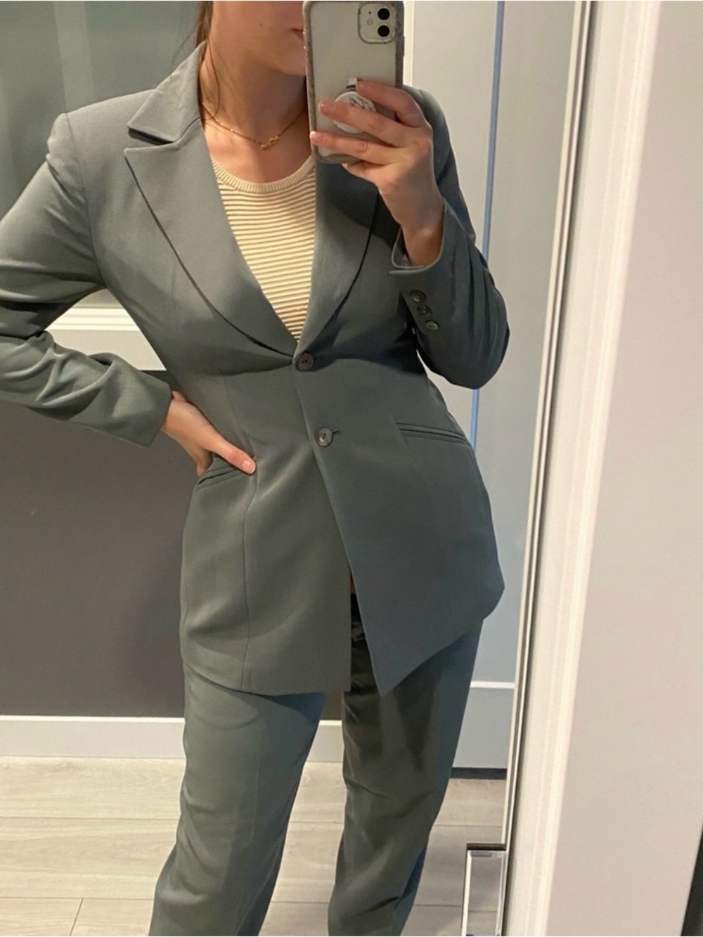 Kasper Sage Green Power Suit